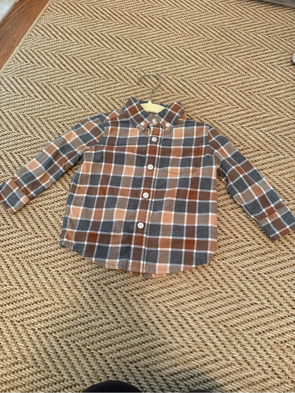 Janie & Jack Classic Plaid Button-Down Shirt - Western Brown